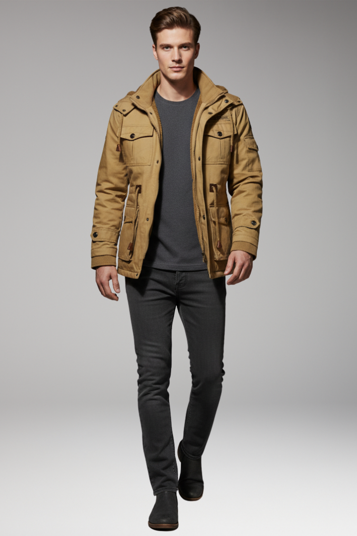 Men's Fleece Hooded Turtleneck Jacket