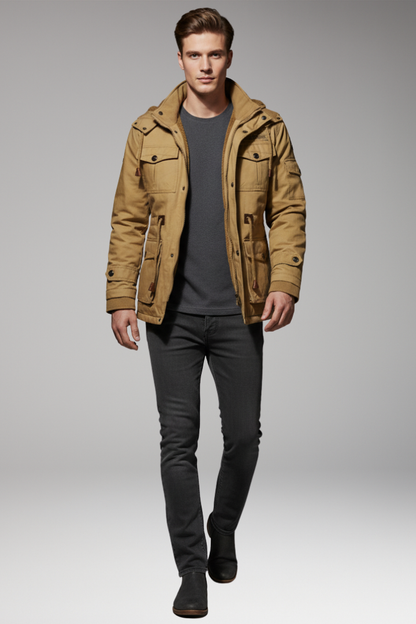 Men's Fleece Hooded Turtleneck Jacket