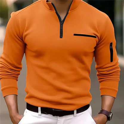 Men's Zip-Up Sweater Chest Pocket Spring