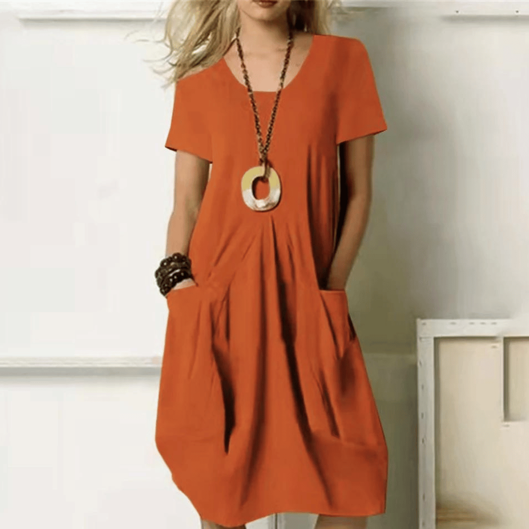 Image of Tiffany | Women's V-Neck A-Line Midi Dress