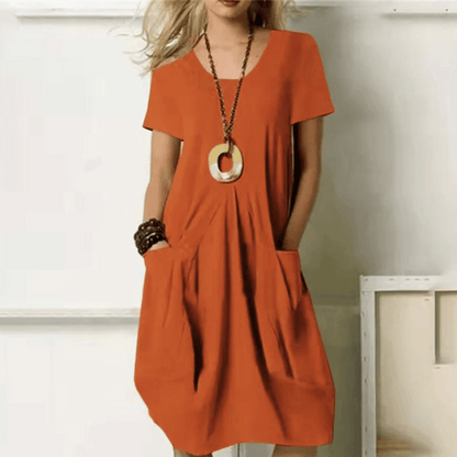 Image of Tiffany | Women's V-Neck A-Line Midi Dress