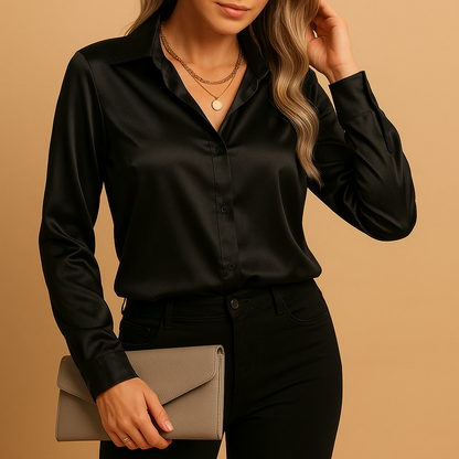 Women’s timeless elegant blouse with a classic collar and lightweight feel, suitable for everyday wear, workdays, and casual outings.