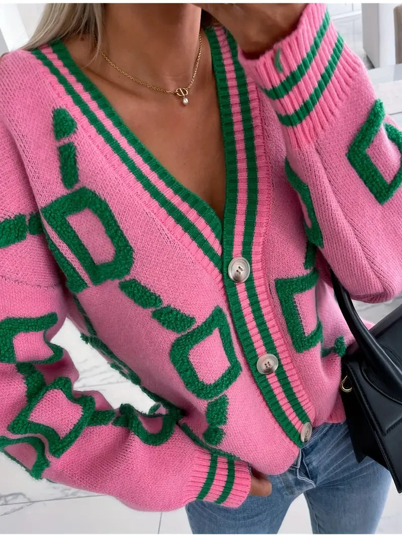 Women's Long Sleeve V-Neck Cardigan - VibreMode