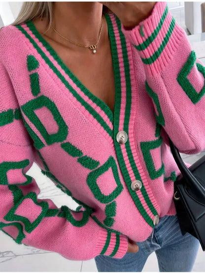 Women's Long Sleeve V-Neck Cardigan - VibreMode