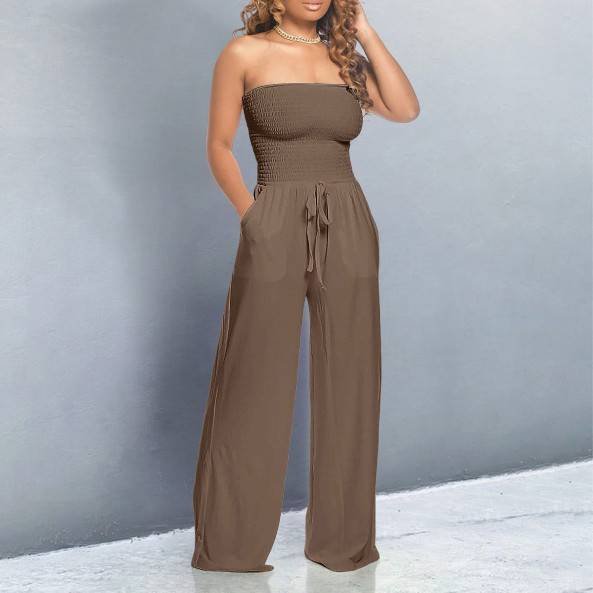 Women's Tube Jumpsuit Wide Leg