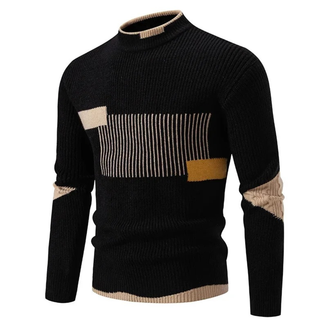 Men's Long Sleeve Patchwork Sweater