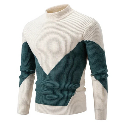 Men's Long Sleeve Patchwork Sweater