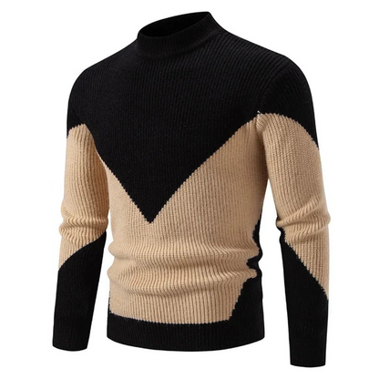 Men's Long Sleeve Patchwork Sweater