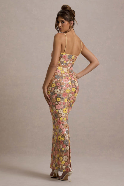 Beautiful Flower Lace Long Evening Dress