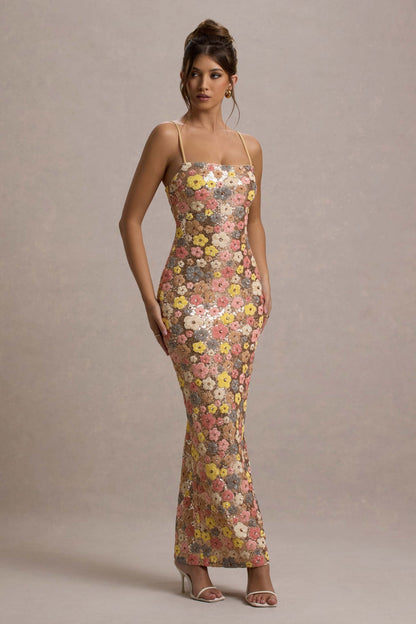 Beautiful Flower Lace Long Evening Dress