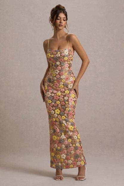 Beautiful Flower Lace Long Evening Dress