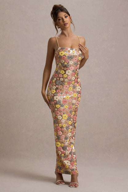 Beautiful Flower Lace Long Evening Dress