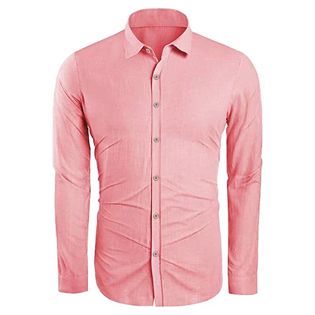 Men's Linen Blend Shirt Lightweight Beige