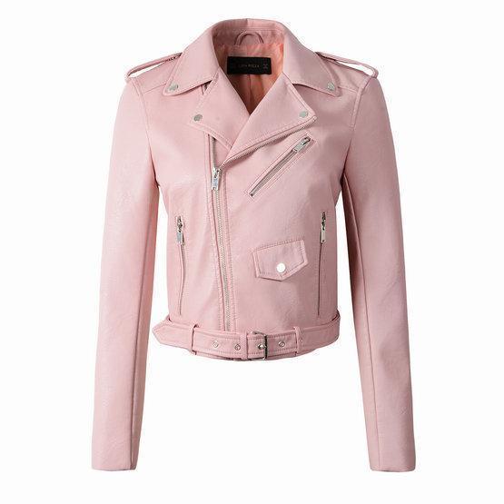 Women's Pu Leather Jacket Washed Finish