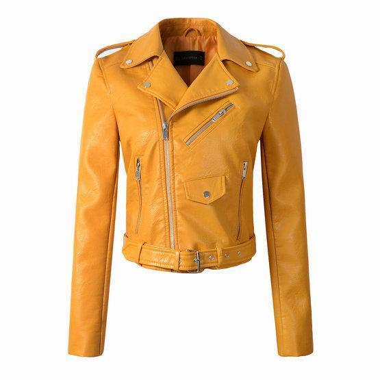 Women's Pu Leather Jacket Washed Finish