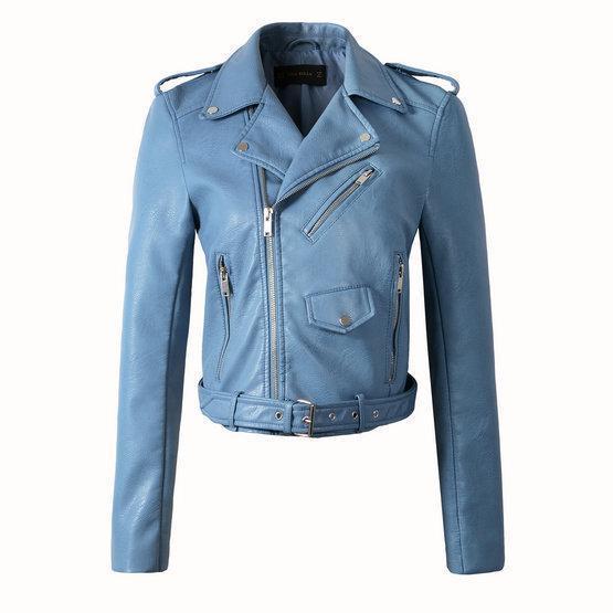 Women's Pu Leather Jacket Washed Finish