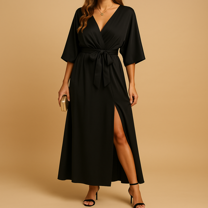 Women’s V-neck elegant dress with flattering fit and timeless design, perfect for daily wear, parties, and formal occasions.