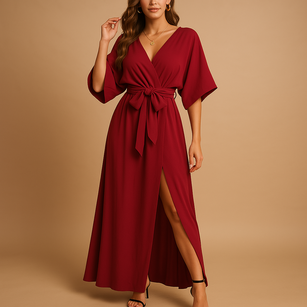 Women’s V-neck elegant dress with flattering fit and timeless design, perfect for daily wear, parties, and formal occasions.