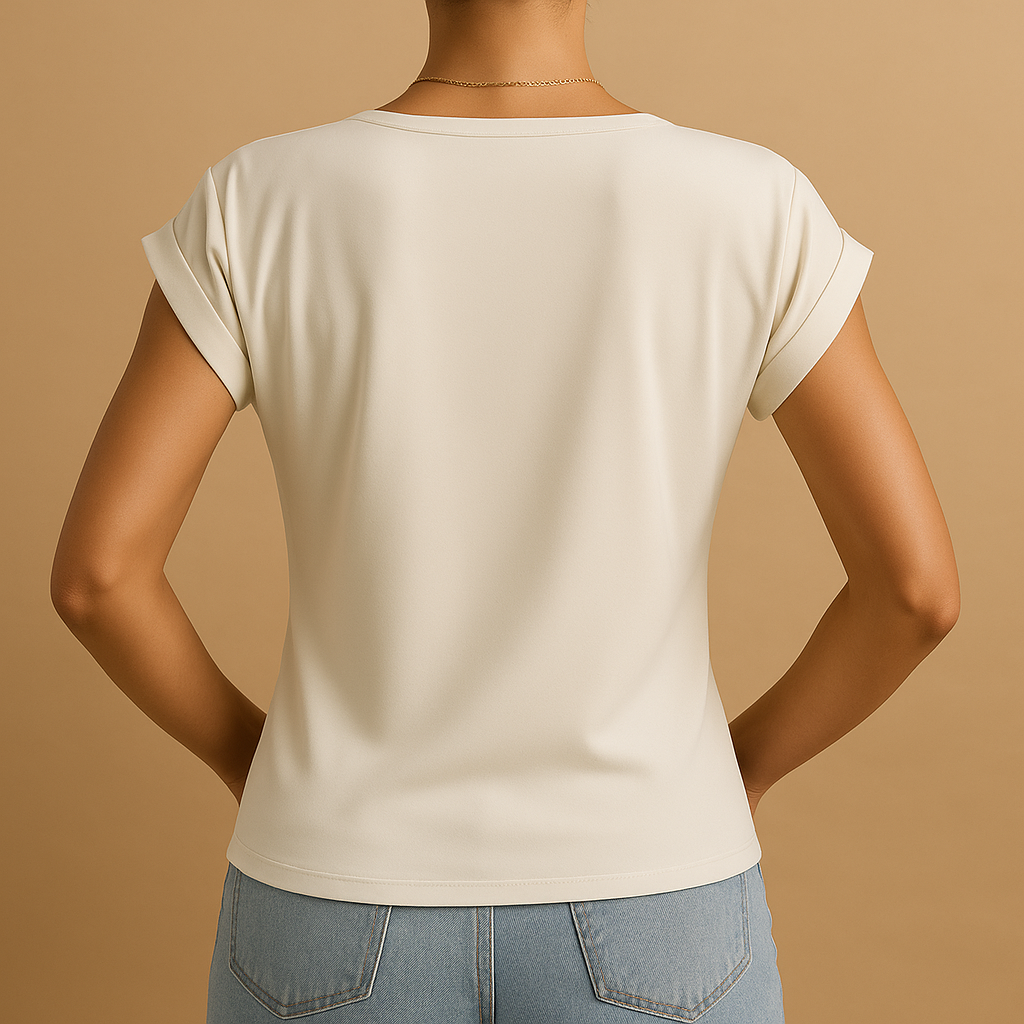 Women’s lightweight V-neck blouse with a tailored fit and airy design, ideal for work, casual outfits, and layered looks.
