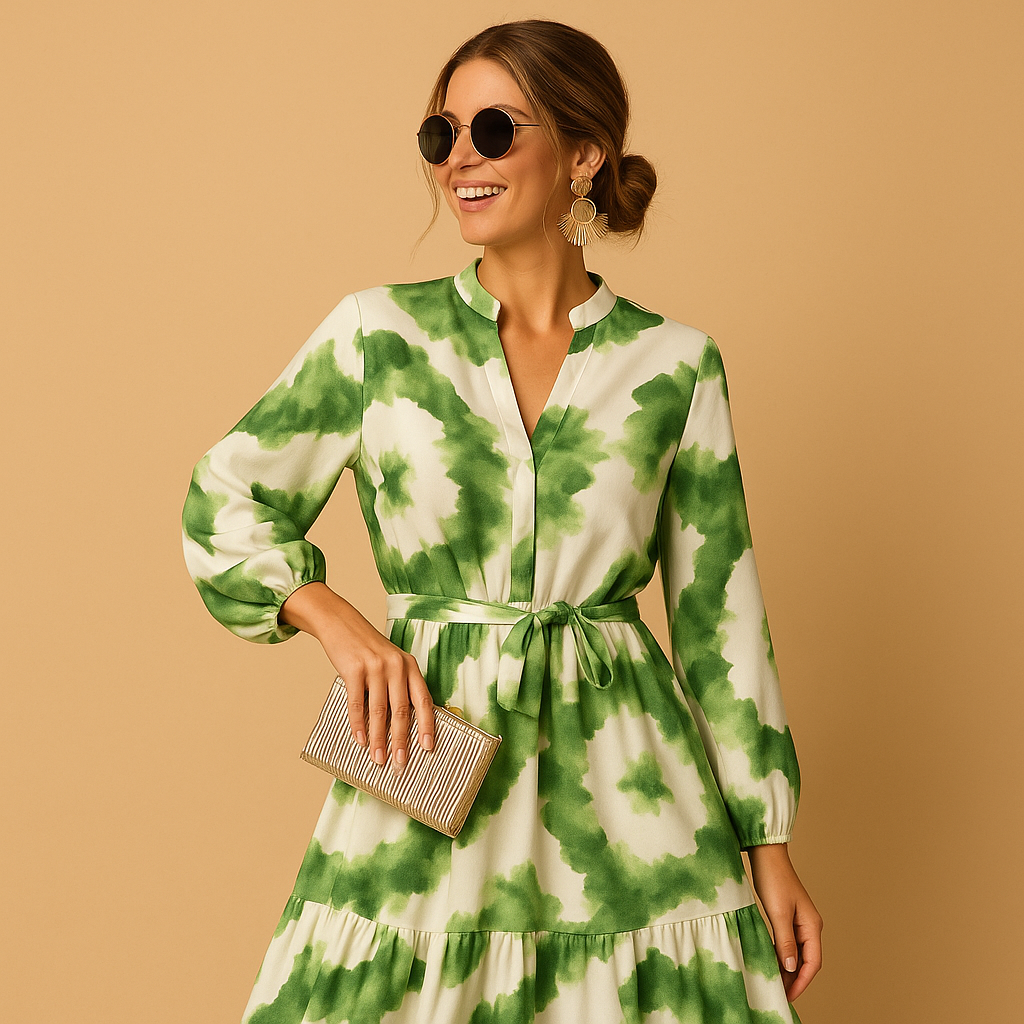 Isadora Women's Long Sleeve V-Neck Maxi Dress - VibreMode