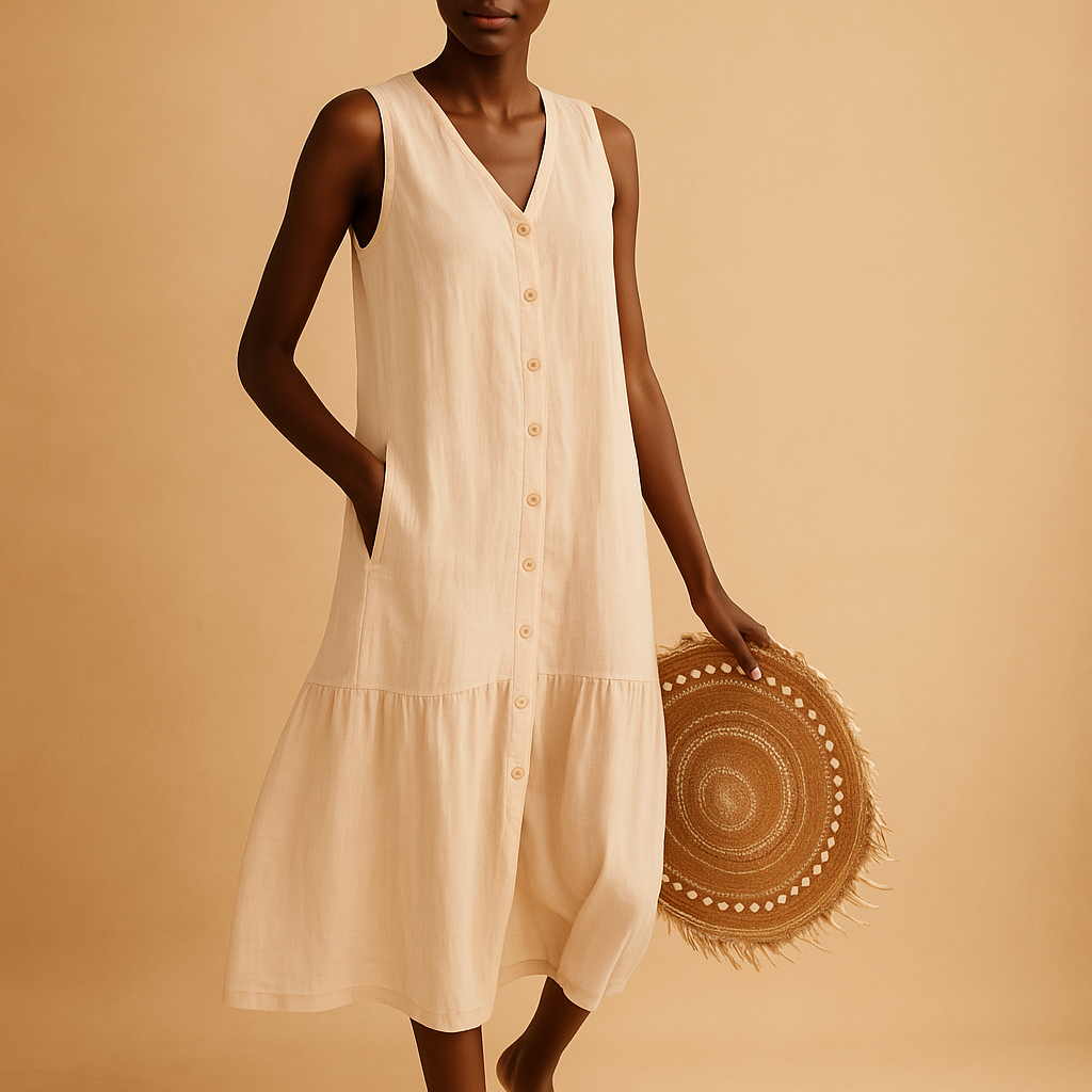 Women's V-Neck Summer Dress Airy Fit - VibreMode