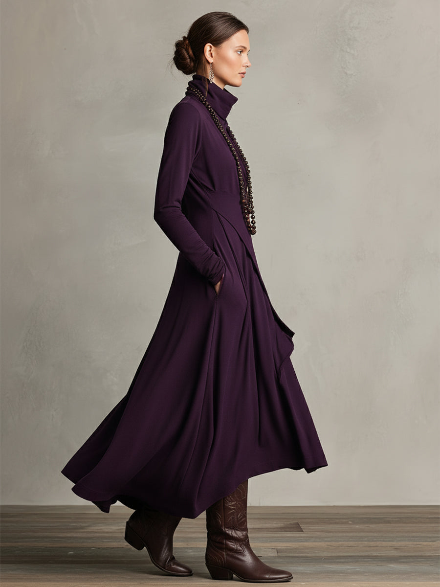 Cozy Crew Neck Knee Length Dress