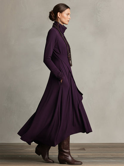 Cozy Crew Neck Knee Length Dress