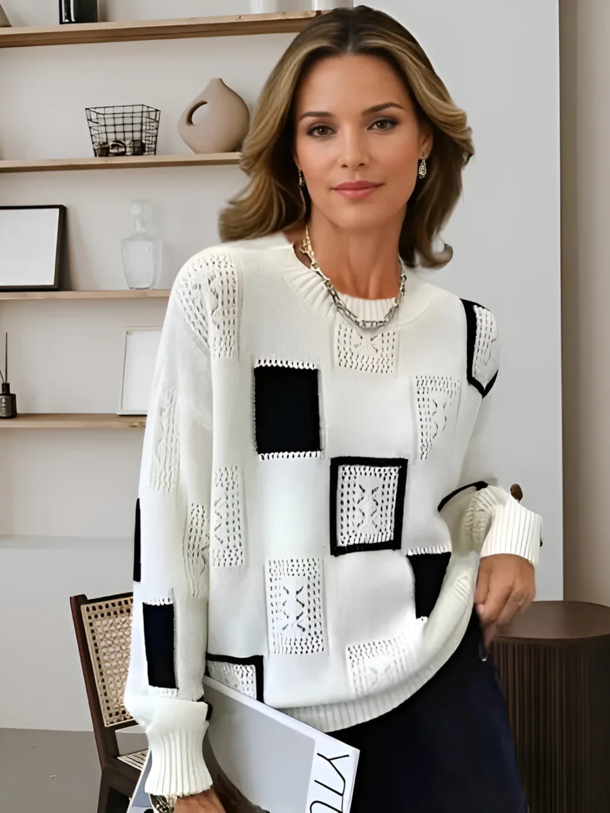 Stylish Women's Lightweight Crew Neck Sweater - VibreMode