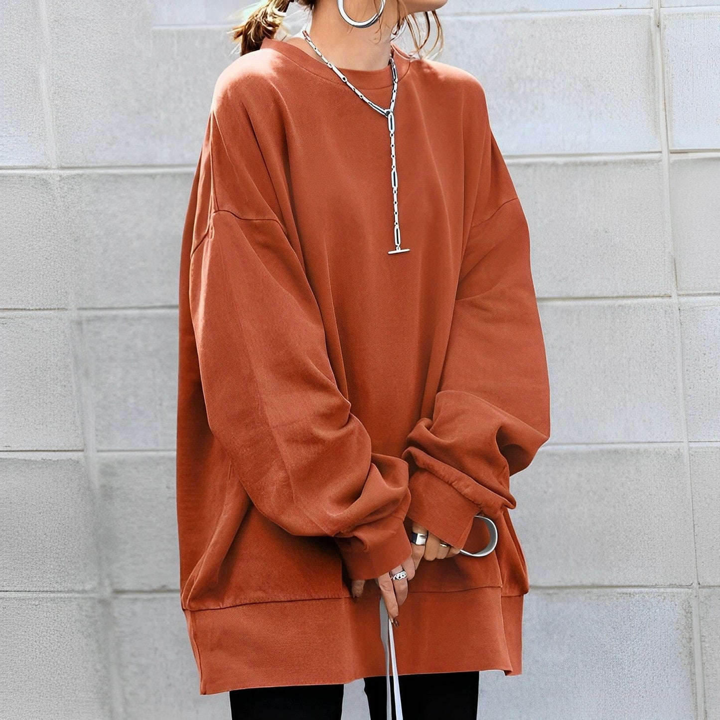 Image of Vanessa | Women's Oversized Crew Neck Pullover Sweater