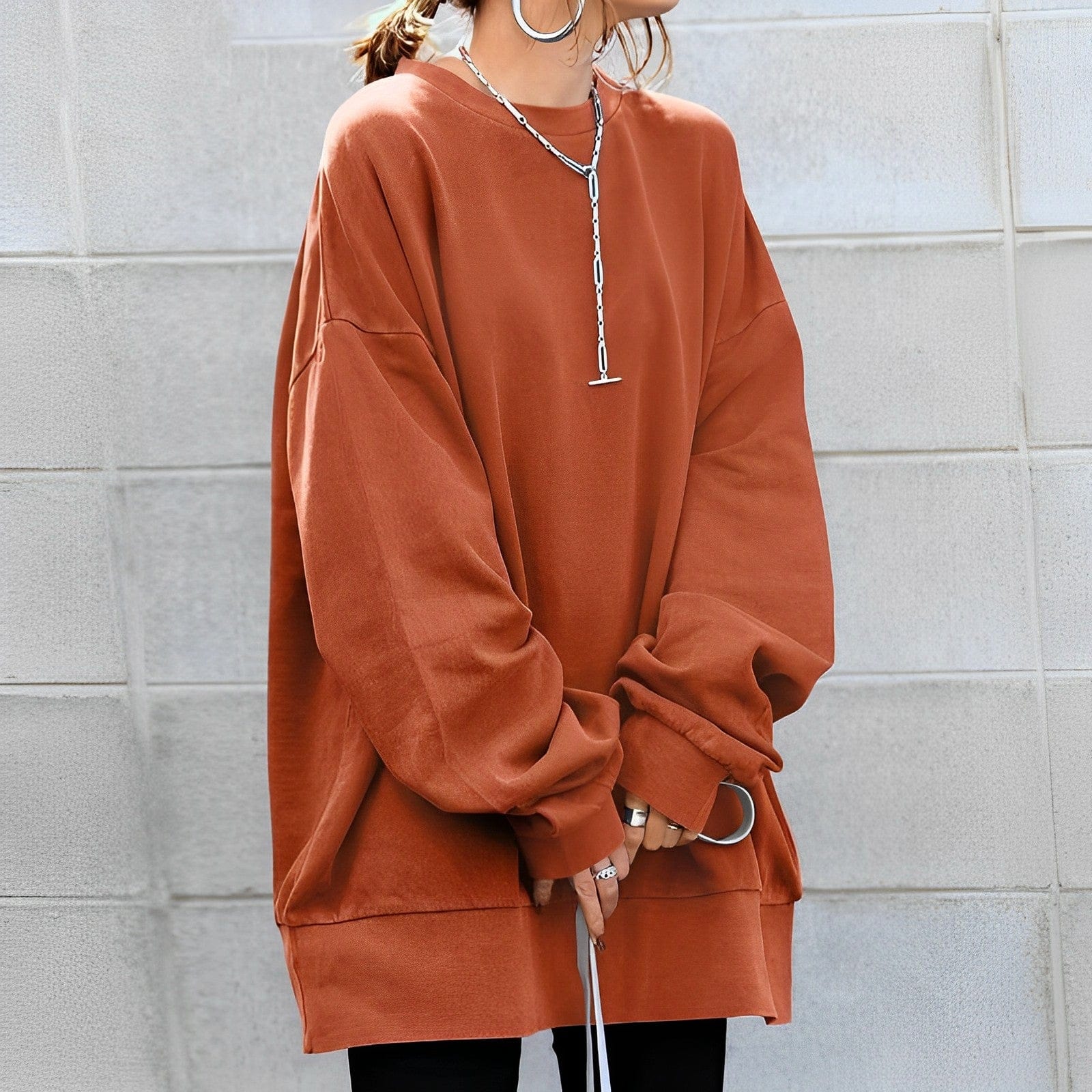 Image of Vanessa | Women's Oversized Crew Neck Pullover Sweater