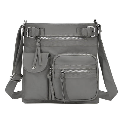 Women's Leather Shoulder Bag Multi Pocket