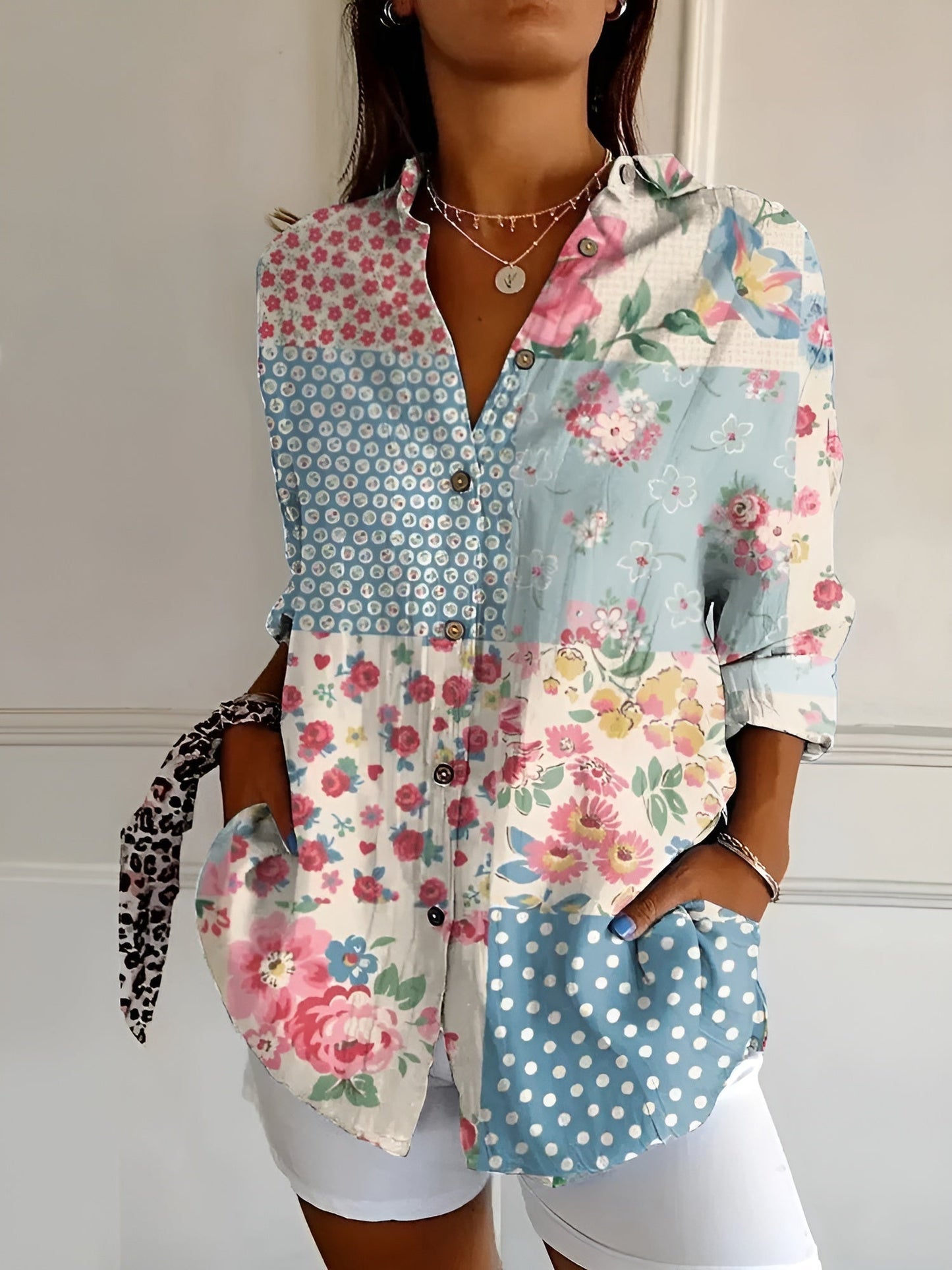 Women's Relaxed Fit Button Front Blouse