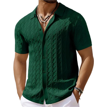 Men's Jacquard Knit Polo Shirt - VibreMode