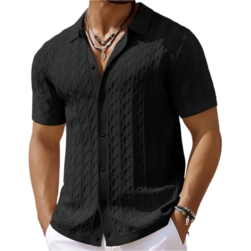 Men's Jacquard Knit Polo Shirt