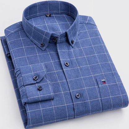 Classic Men's Spring Plaid Button Down Shirt