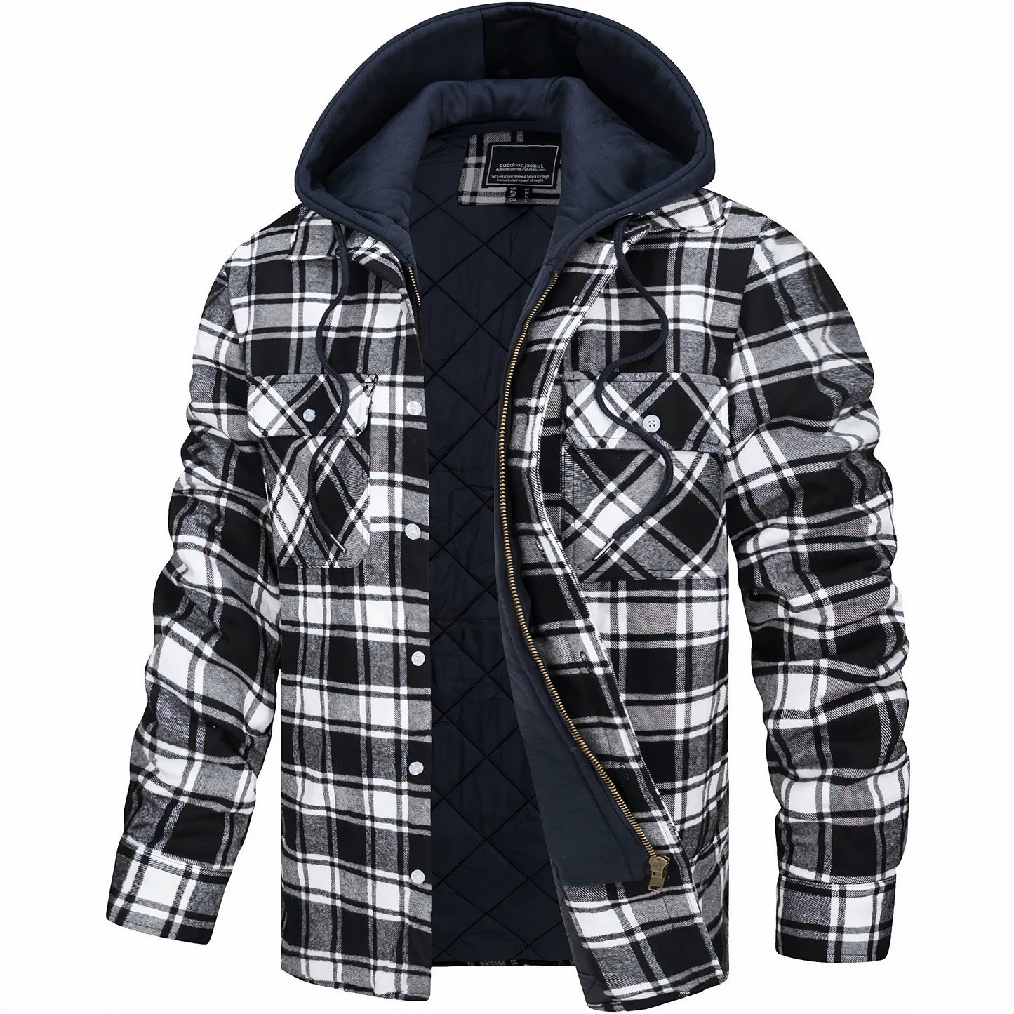 Men's Plaid Hooded Zip Jacket