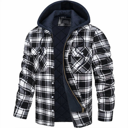 Men's Plaid Hooded Zip Jacket