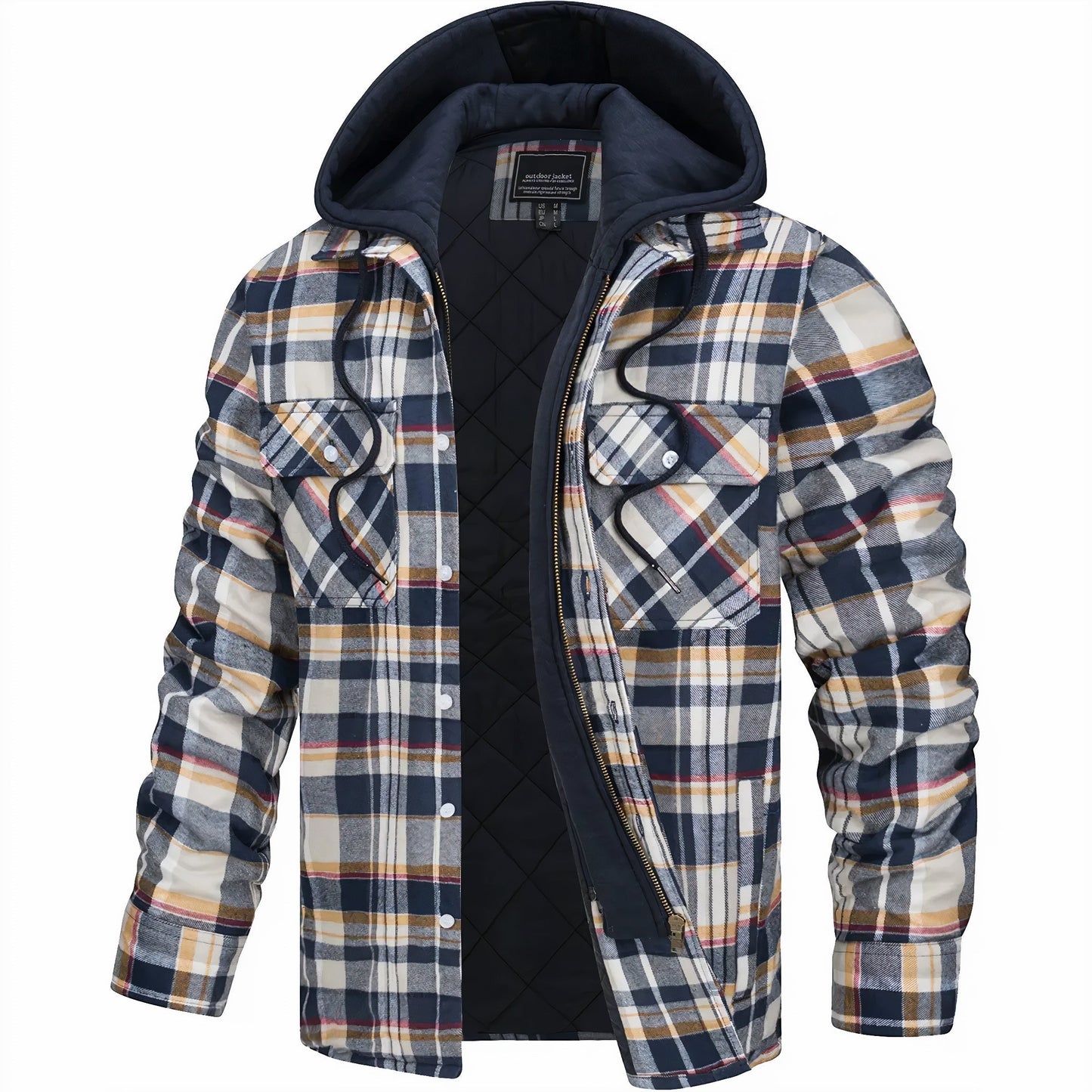 Men's Plaid Hooded Zip Jacket