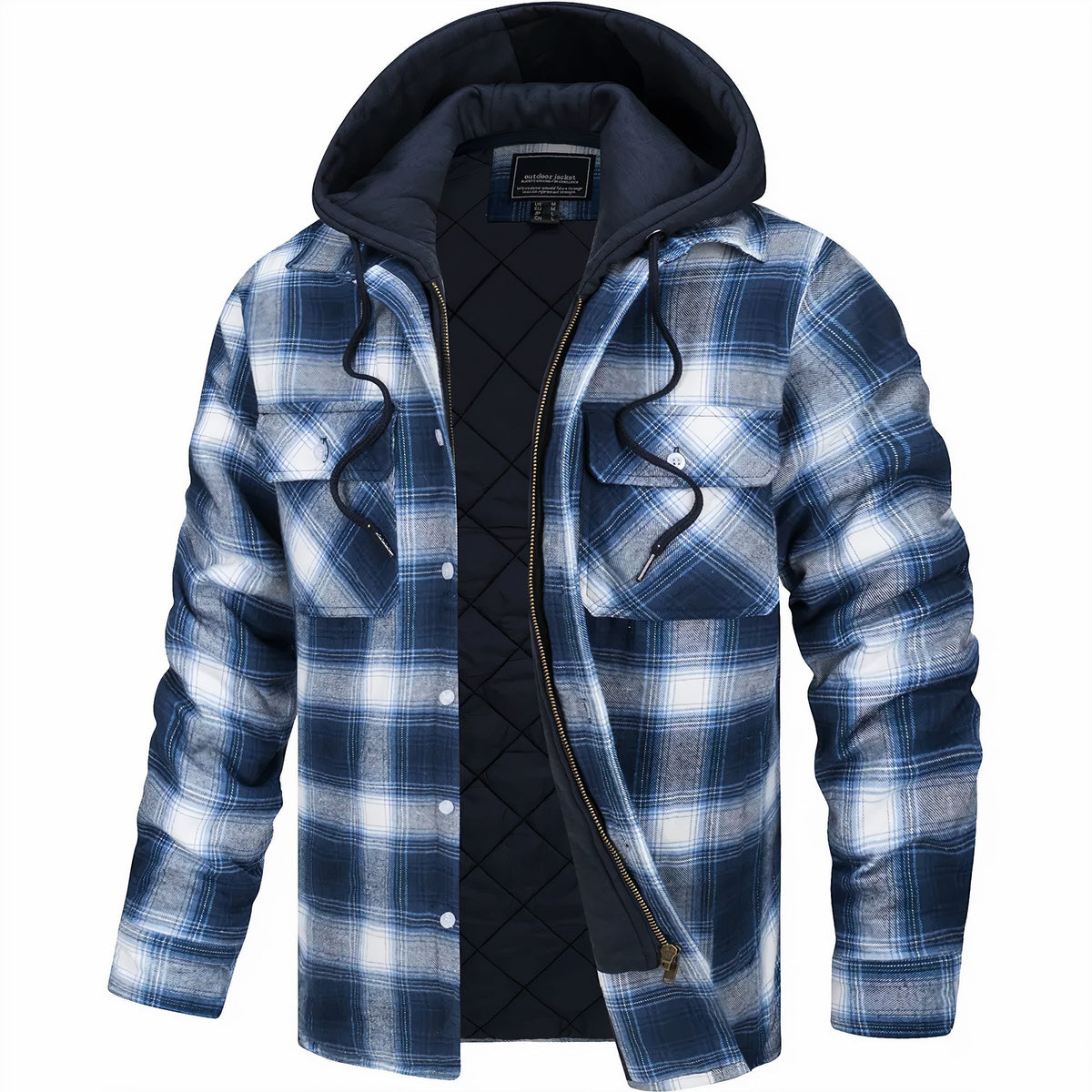 Men's Plaid Hooded Zip Jacket