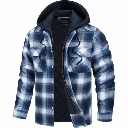 Men's Plaid Hooded Zip Jacket