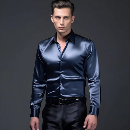 Men's Dress Shirt Shiny Finish
