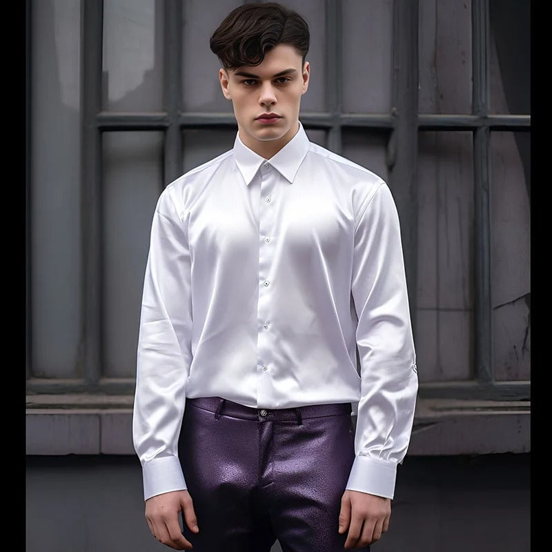 Men's Dress Shirt Shiny Finish