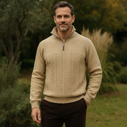 Soft Knit Quarter Zip Pullover Sweater - VibreMode
