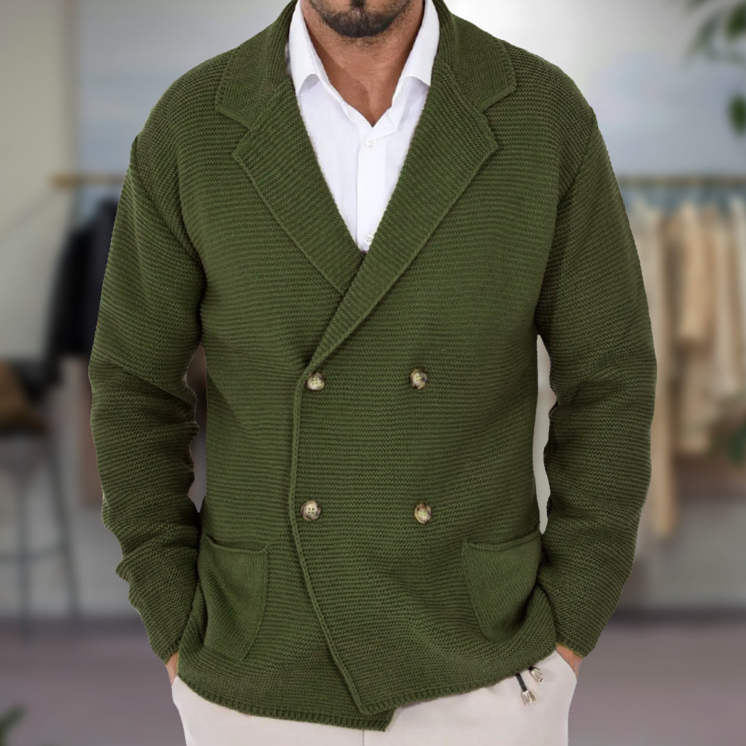 Men's Double-Breasted Knit Cardigan Blazer