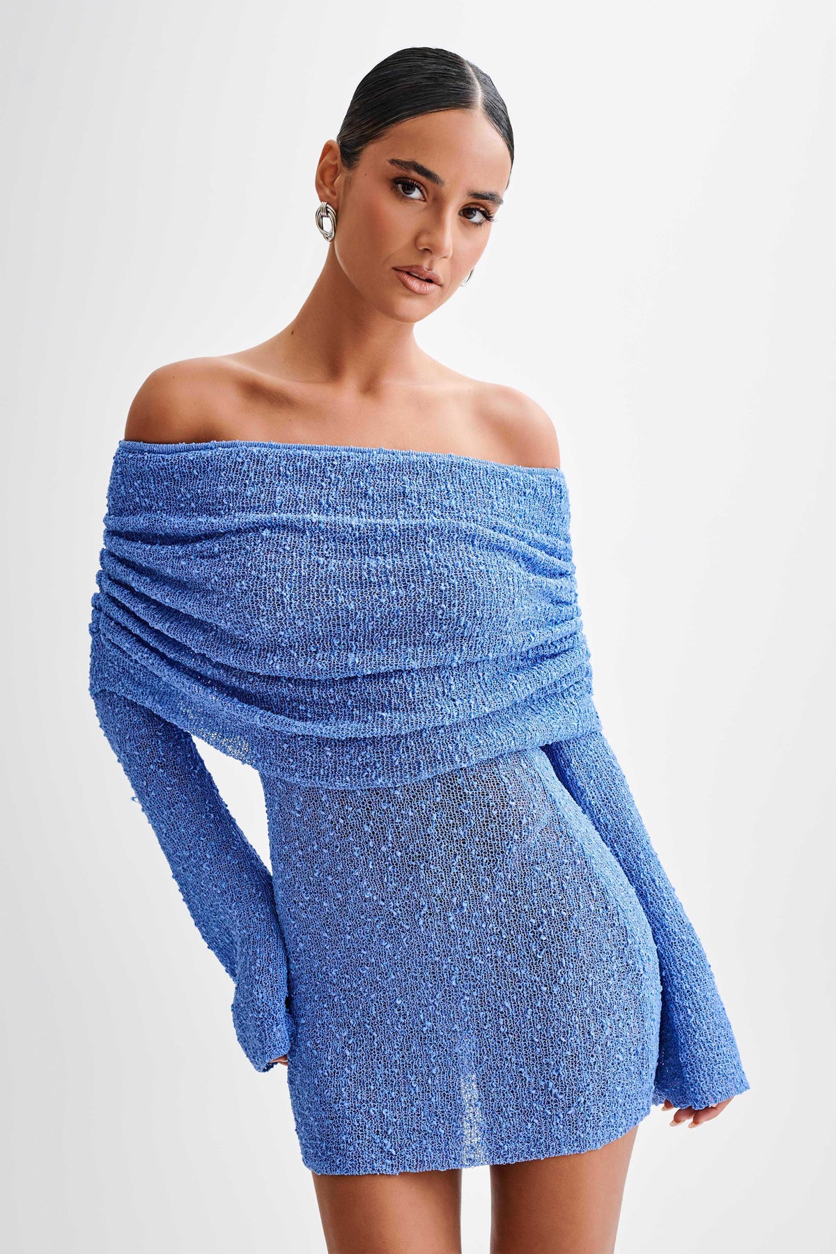 Image of Veronica | Women's Fitted Off-Shoulder Mini Dress