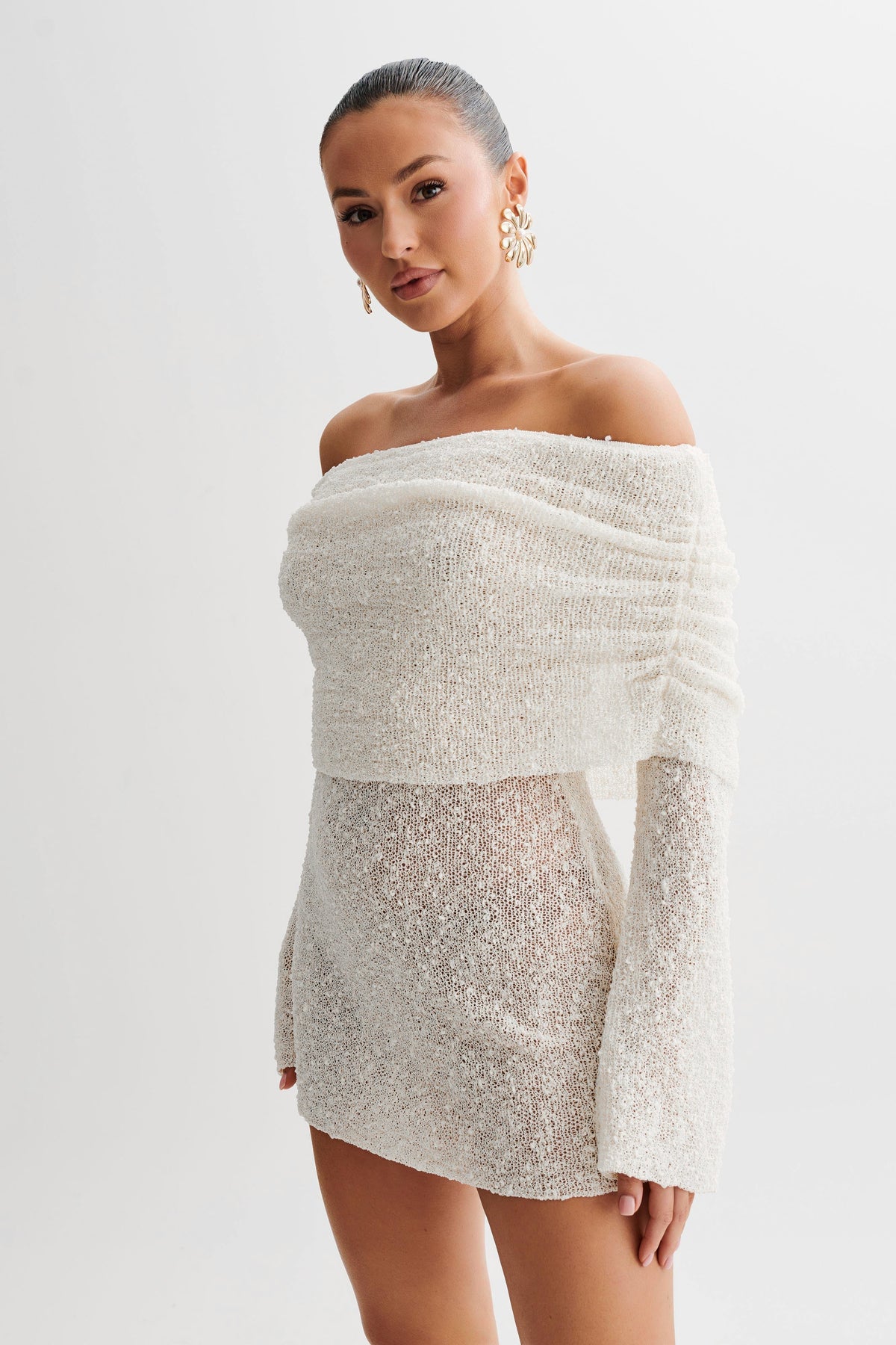 Women's Off Shoulder Mini Dress Fitted - VibreMode