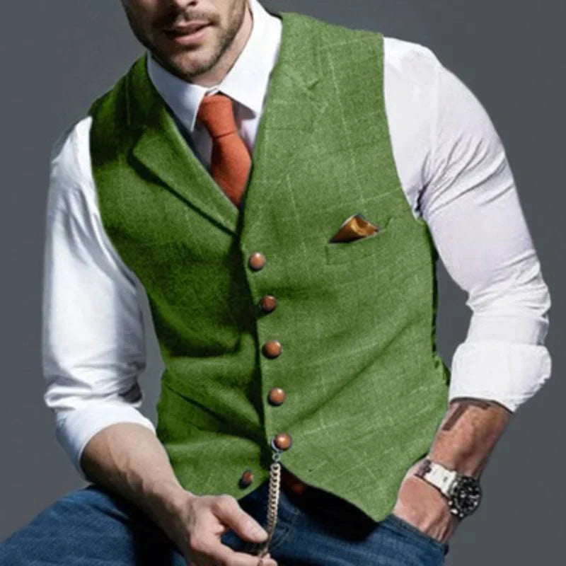 Men's Checked Waistcoat Elegant Wool - VibreMode