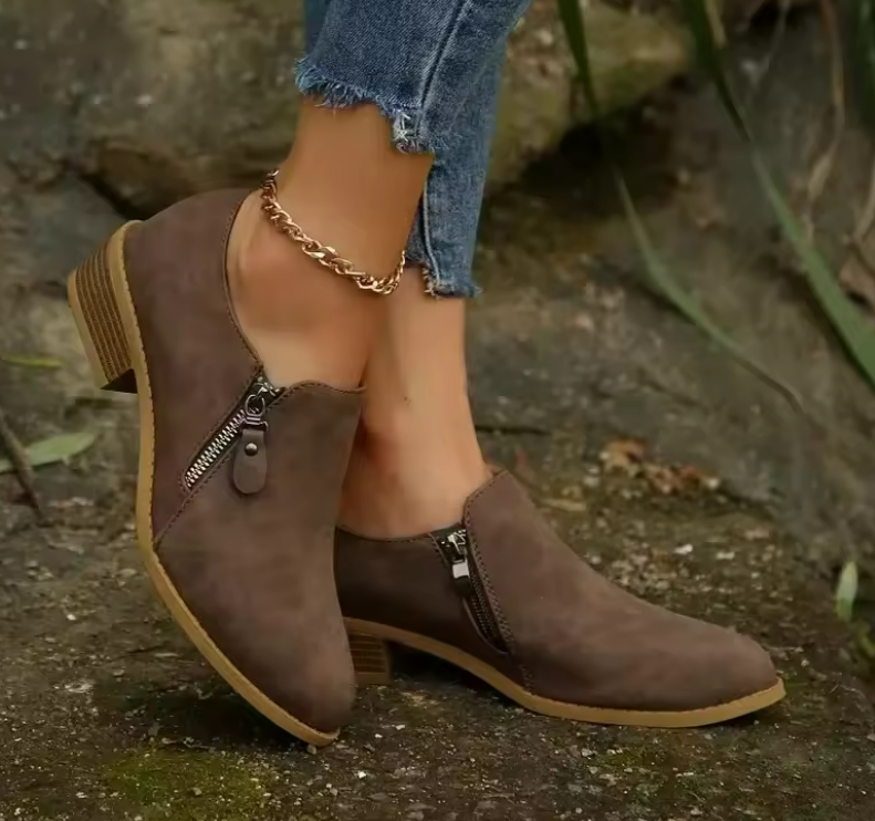 Casual Soft Zipper Low Ankle Shoes