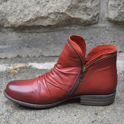Ladies Comfortable Fall Leather Ankle Boots