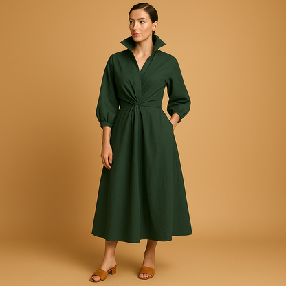 Women’s vintage A-line dress with defined waist and classic silhouette, perfect for weddings, dinner parties and elegant casual occasions.